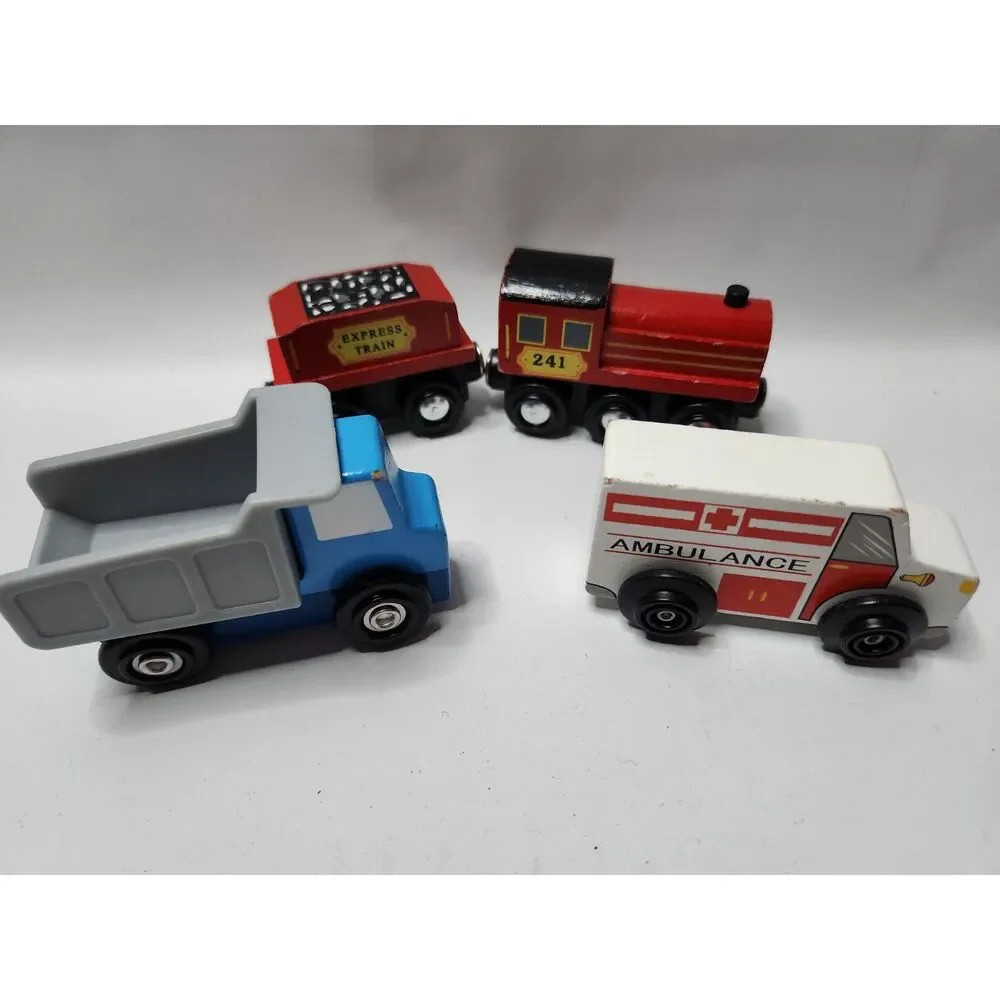Mixed Wooden Train & Vehicle Lot – Melissa & Doug + Unbranded